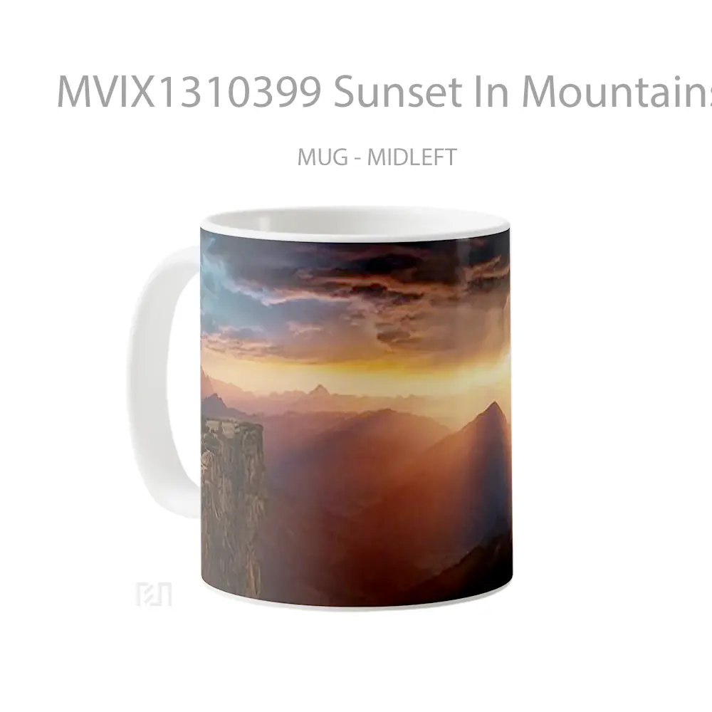 Mug Sunset In Mountains And Cliff Gelas Pemandangan Alam - All-side / Desain