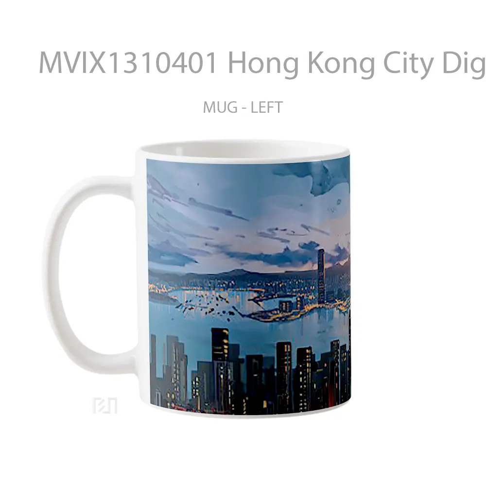 Mug Hong Kong City Digital Art Gelas Seni Modern - All-side / Desain