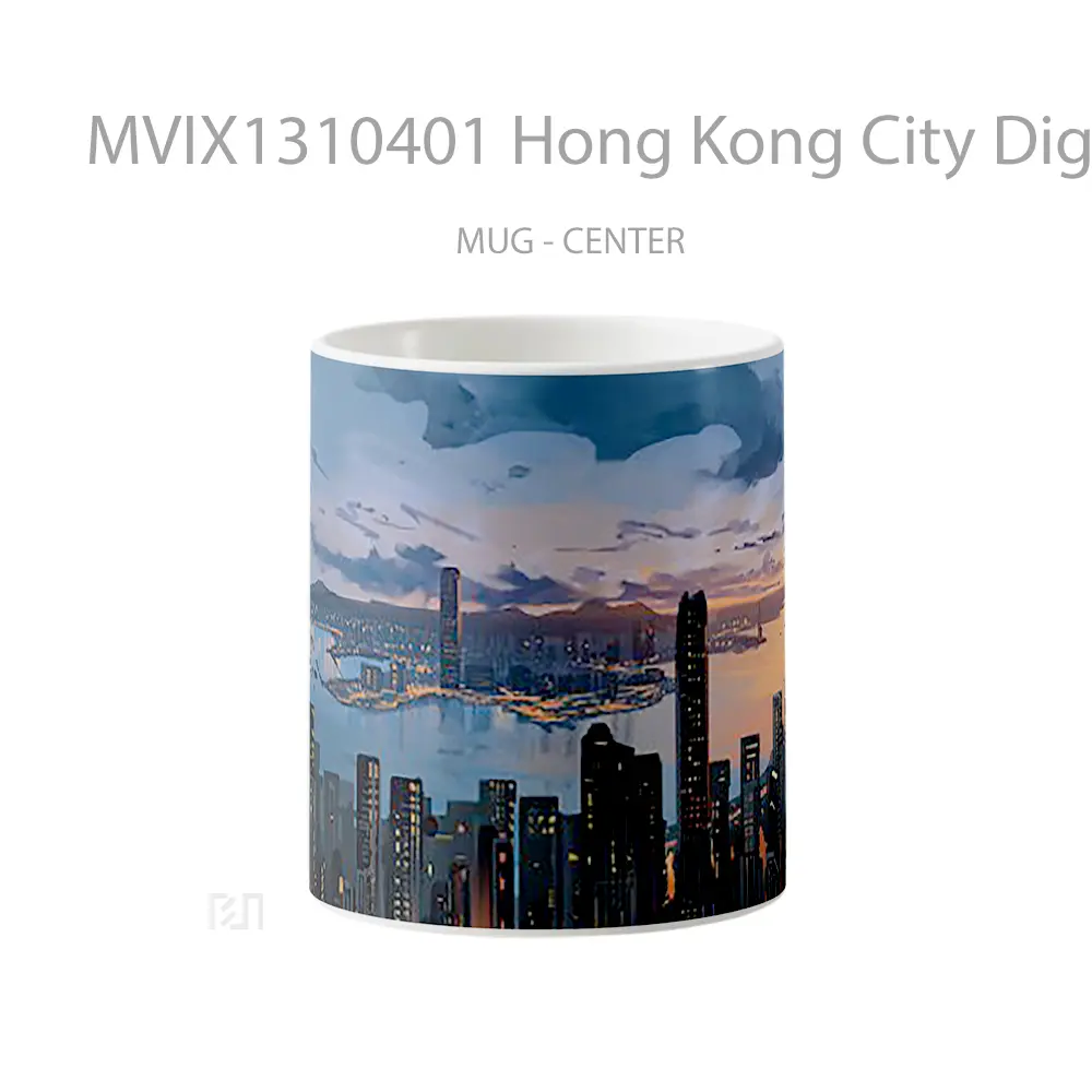 Mug Hong Kong City Digital Art Gelas Seni Modern