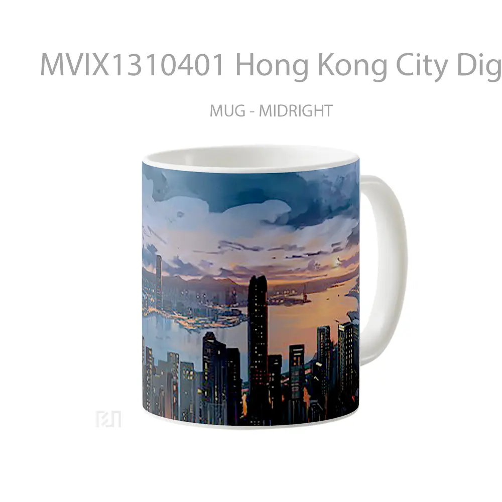 Mug Hong Kong City Digital Art Gelas Seni Modern - All-side / Desain