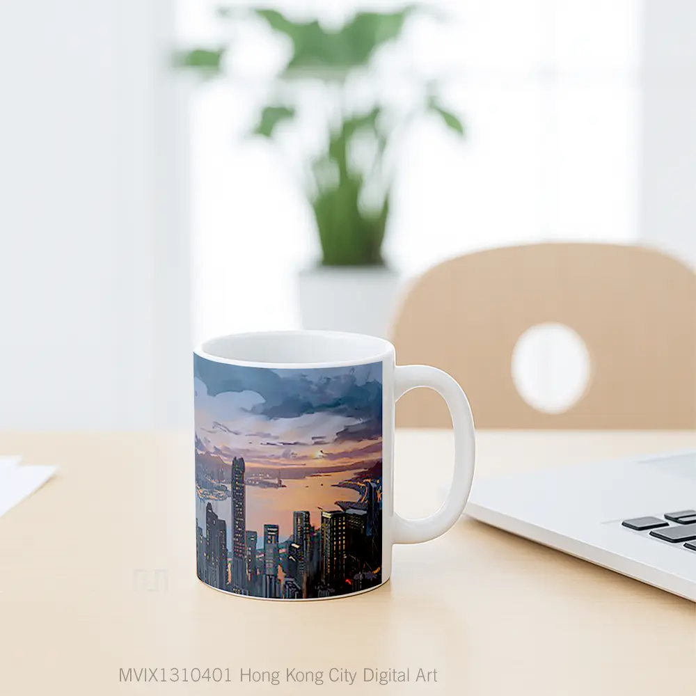 Mug Hong Kong City Digital Art Gelas Seni Modern - All-side / Desain