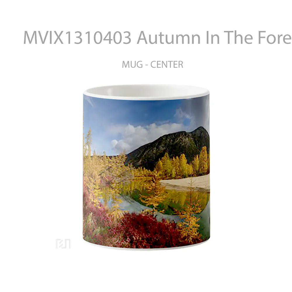 Mug Autumn In The Forest Besides A Lake Gelas Pemandangan Alam