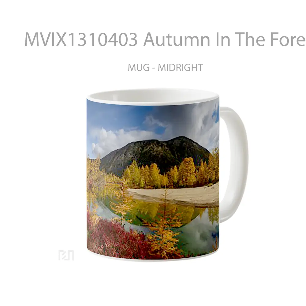 Mug Autumn In The Forest Besides A Lake Gelas Pemandangan Alam - All-side / Desain