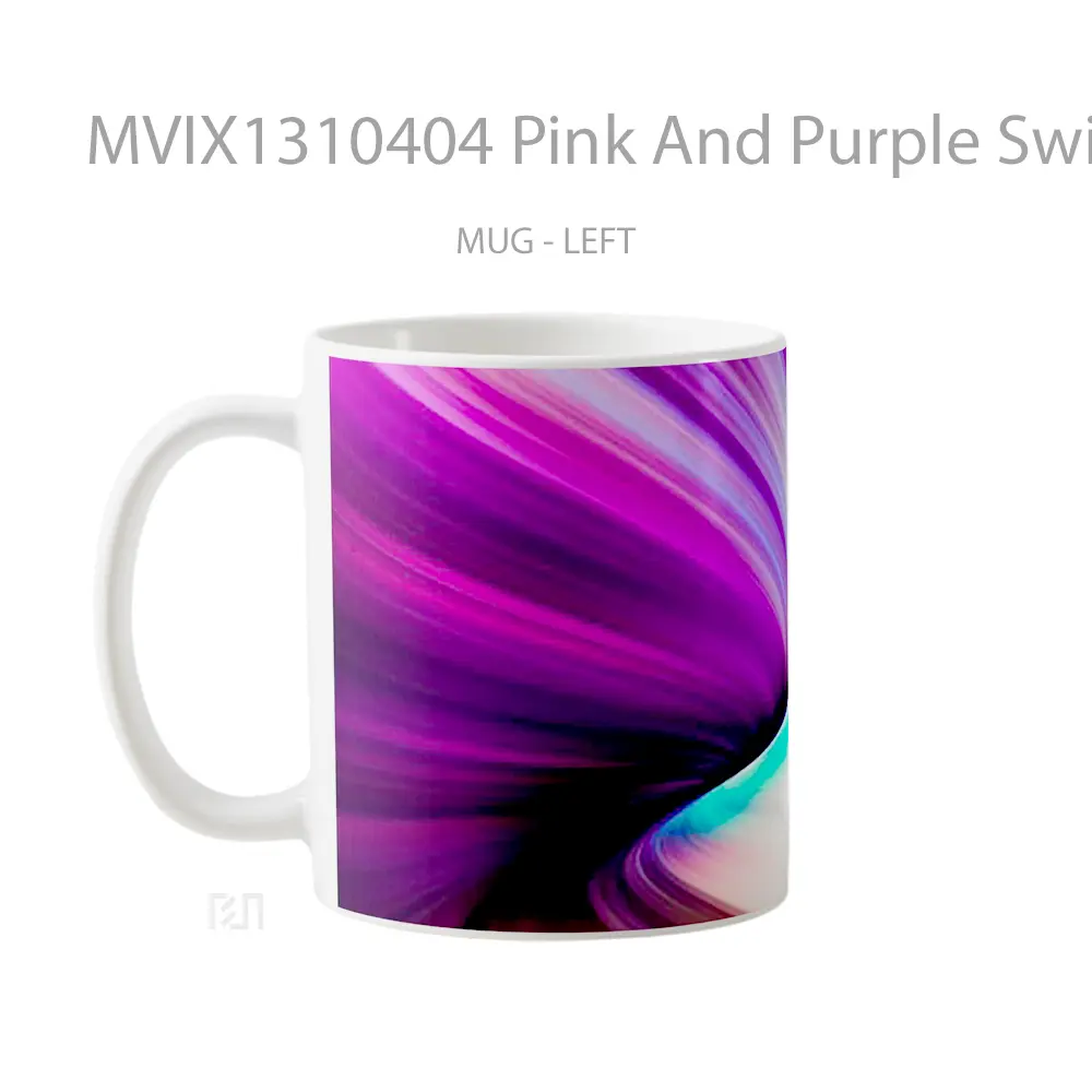 Mug Pink And Purple Swirl Gelas Keramik Unik - All-side / Desain