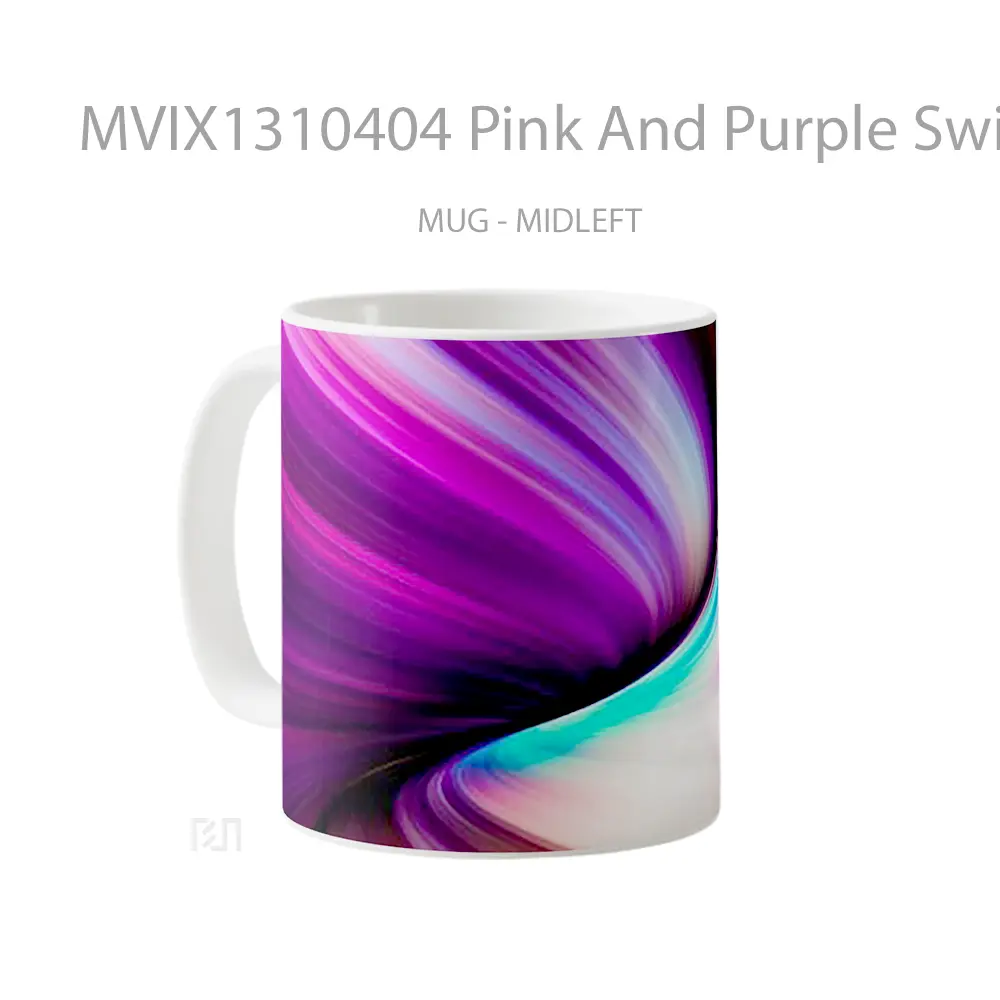 Mug Pink And Purple Swirl Gelas Keramik Unik - All-side / Desain