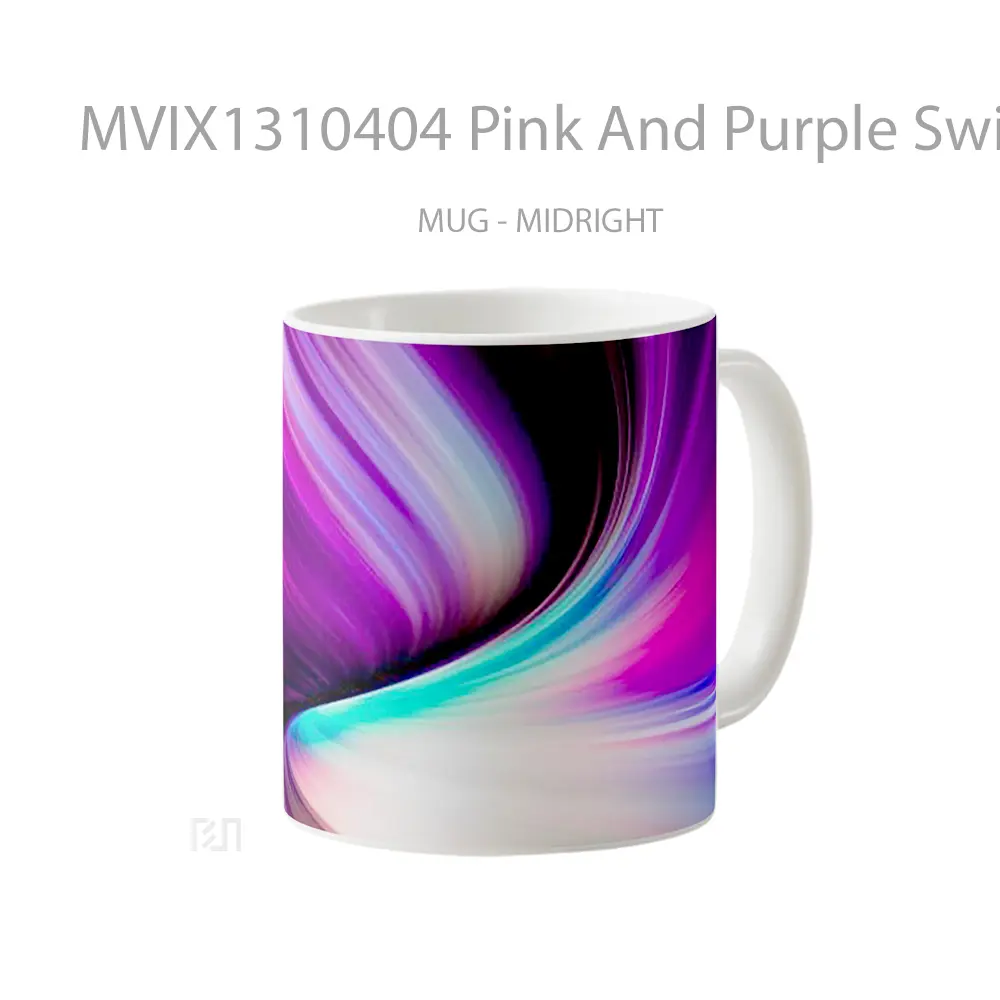 Mug Pink And Purple Swirl Gelas Keramik Unik - All-side / Desain