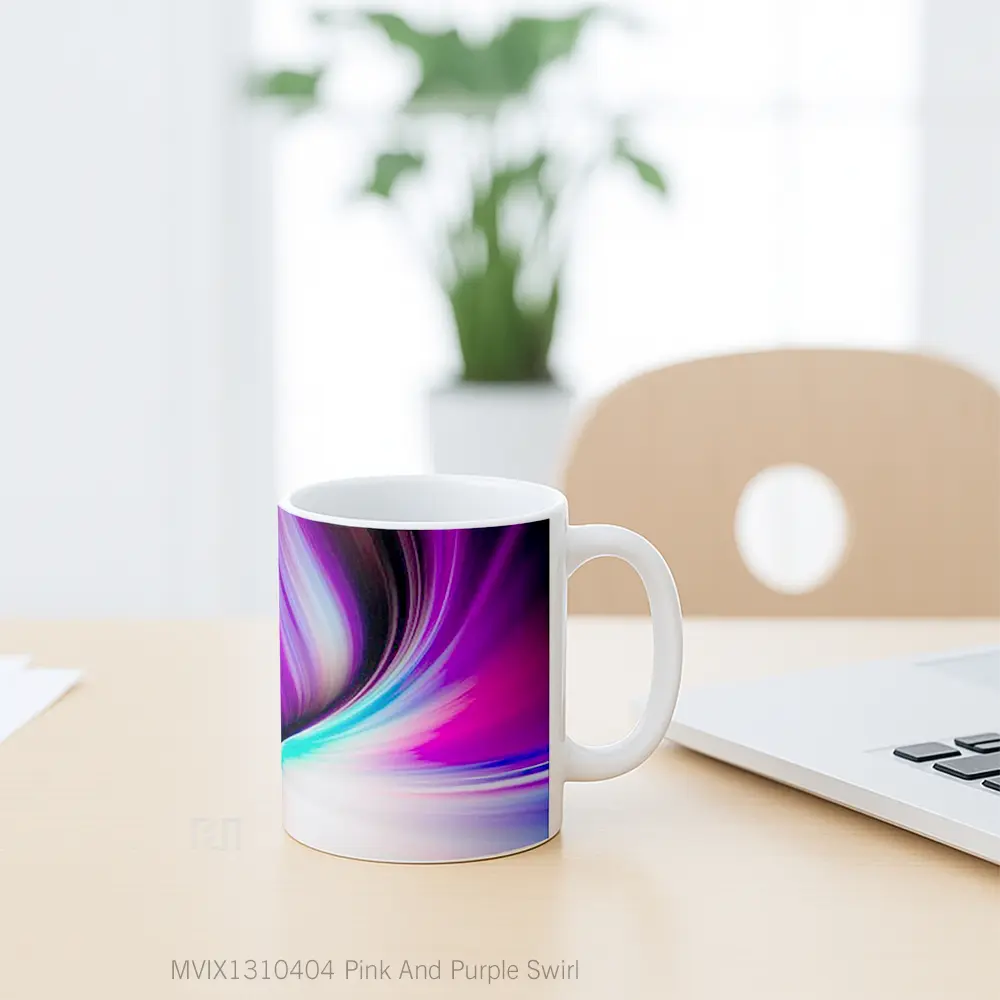 Mug Pink And Purple Swirl Gelas Keramik Unik - All-side / Desain