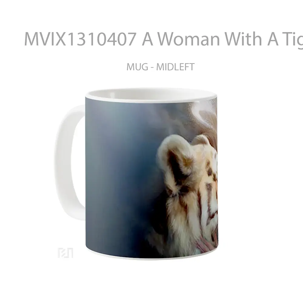 Mug A Woman With A Tiger Gelas Hewan Lucu - All-side / Desain