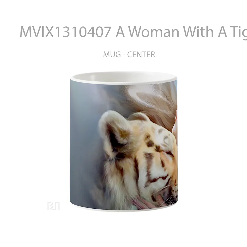 Mug A Woman With A Tiger Gelas Hewan Lucu