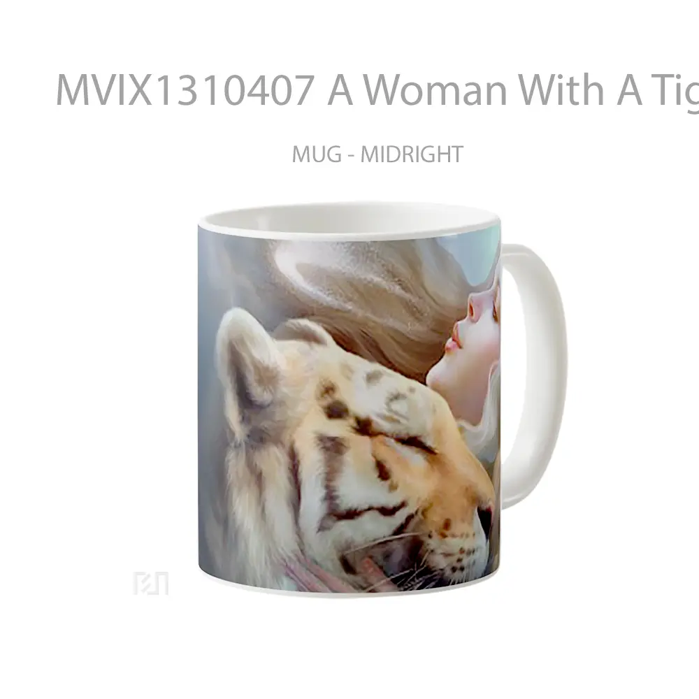 Mug A Woman With A Tiger Gelas Hewan Lucu - All-side / Desain