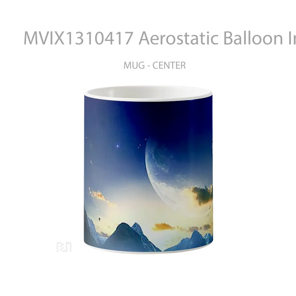Mug Aerostatic Balloon In Mountains Gelas Pemandangan Alam