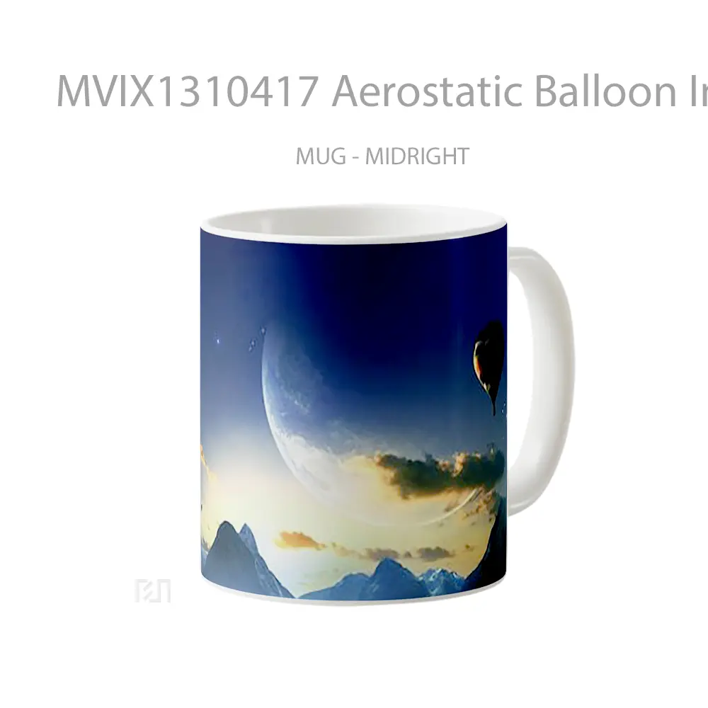 Mug Aerostatic Balloon In Mountains Gelas Pemandangan Alam - All-side / Desain