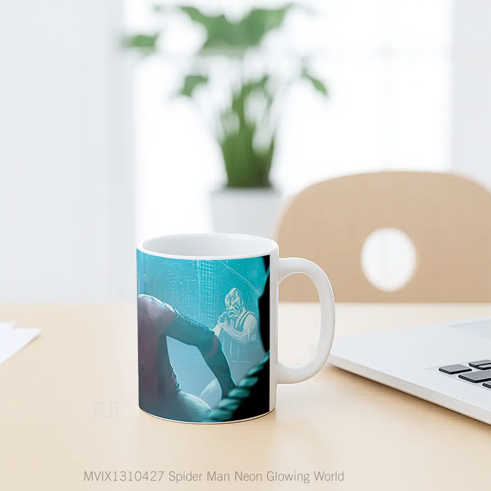 Mug Spider Man Neon Glowing World Gelas Superhero - All-side / Desain