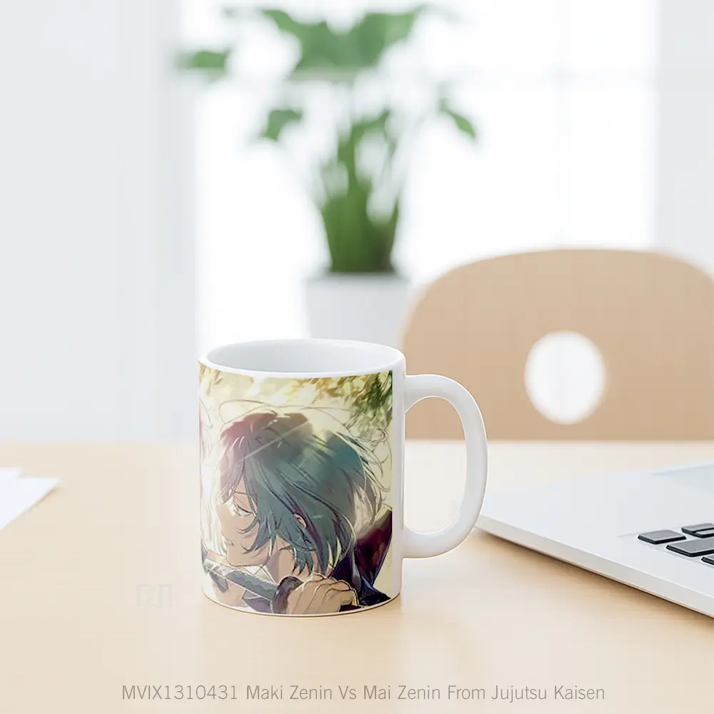 Mug Maki Zenin Vs Mai Zenin From Jujutsu Kaisen Gelas Keramik Unik - All-side / Desain