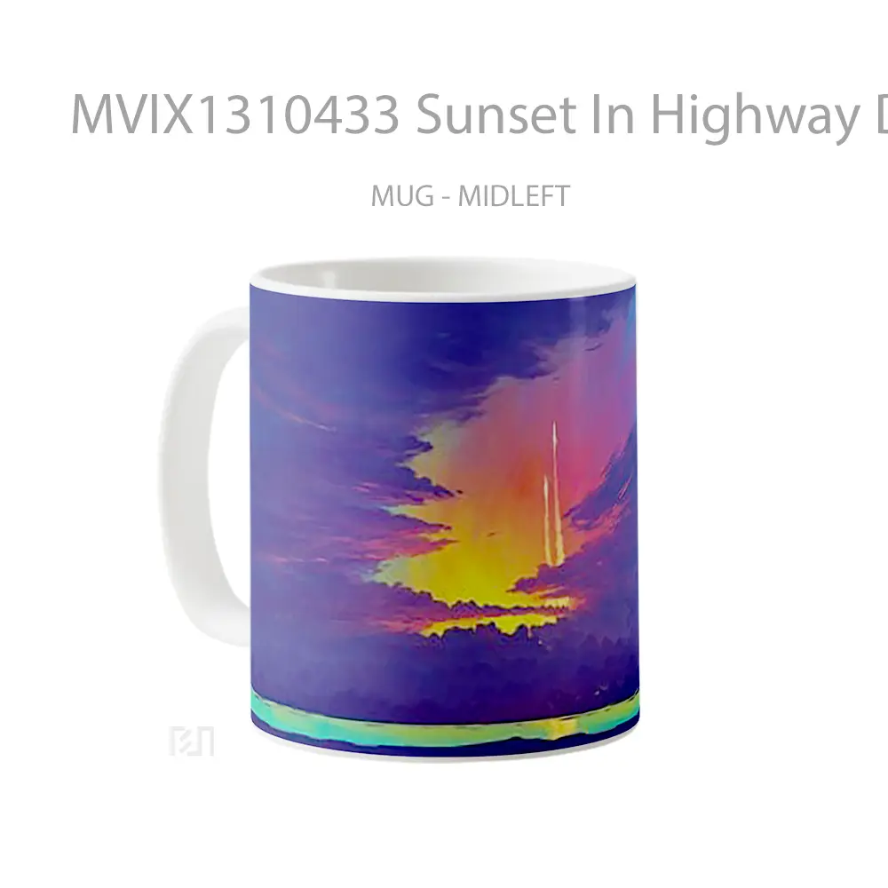Mug Sunset In Highway Digital Art Gelas Pemandangan Alam - All-side / Desain