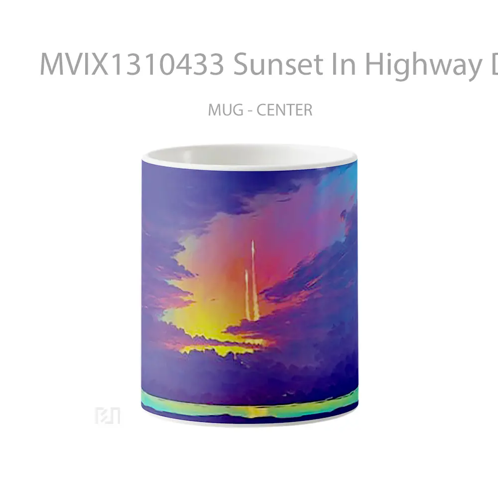 Mug Sunset In Highway Digital Art Gelas Pemandangan Alam