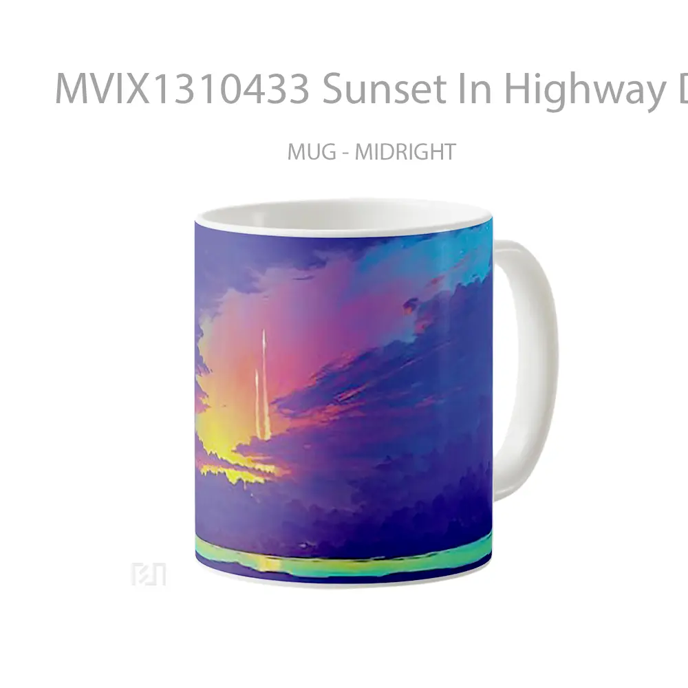 Mug Sunset In Highway Digital Art Gelas Pemandangan Alam - All-side / Desain