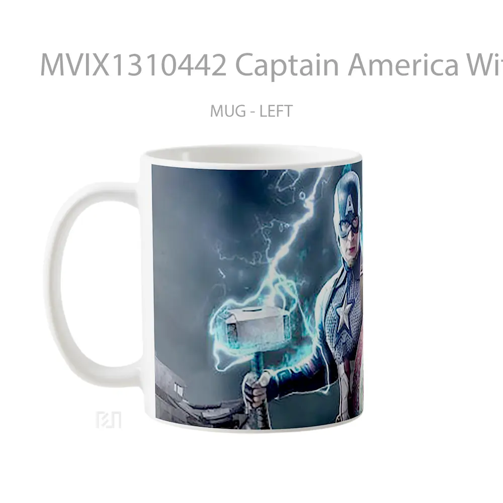 Mug Captain America With Broken Shield Gelas Superhero - All-side / Desain