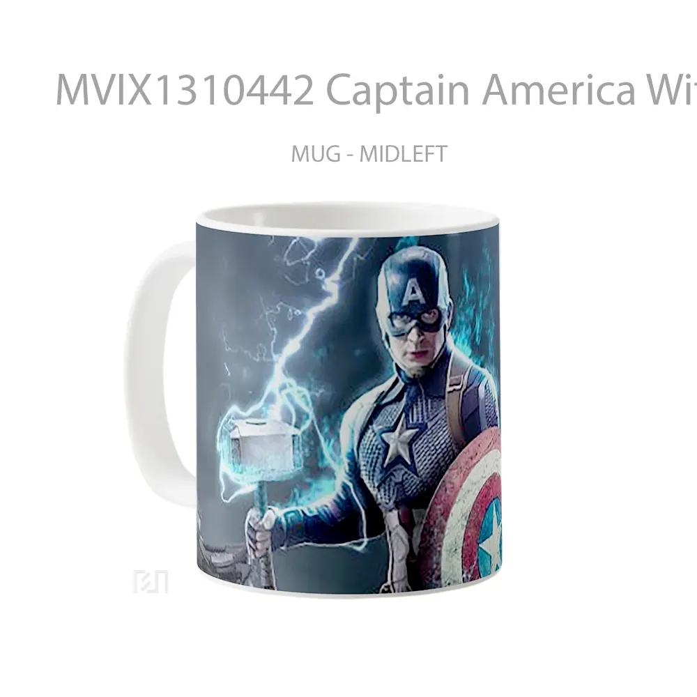Mug Captain America With Broken Shield Gelas Superhero - All-side / Desain