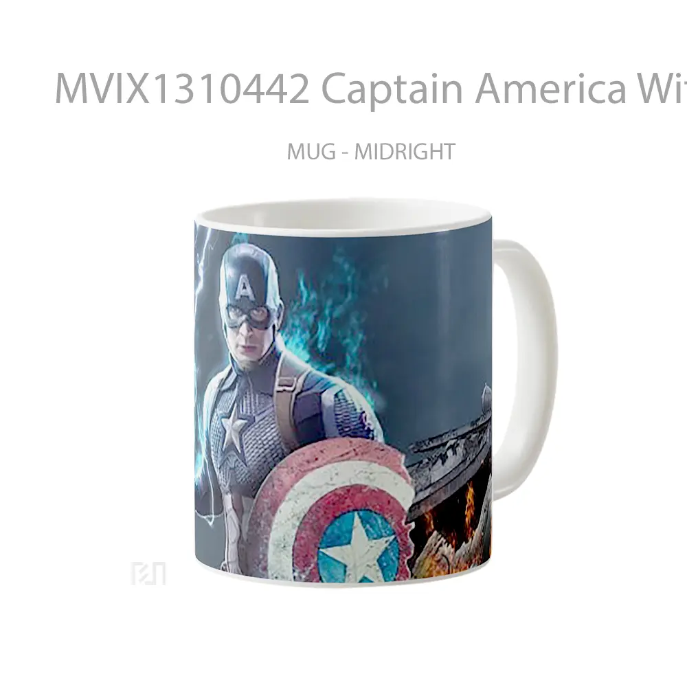 Mug Captain America With Broken Shield Gelas Superhero - All-side / Desain