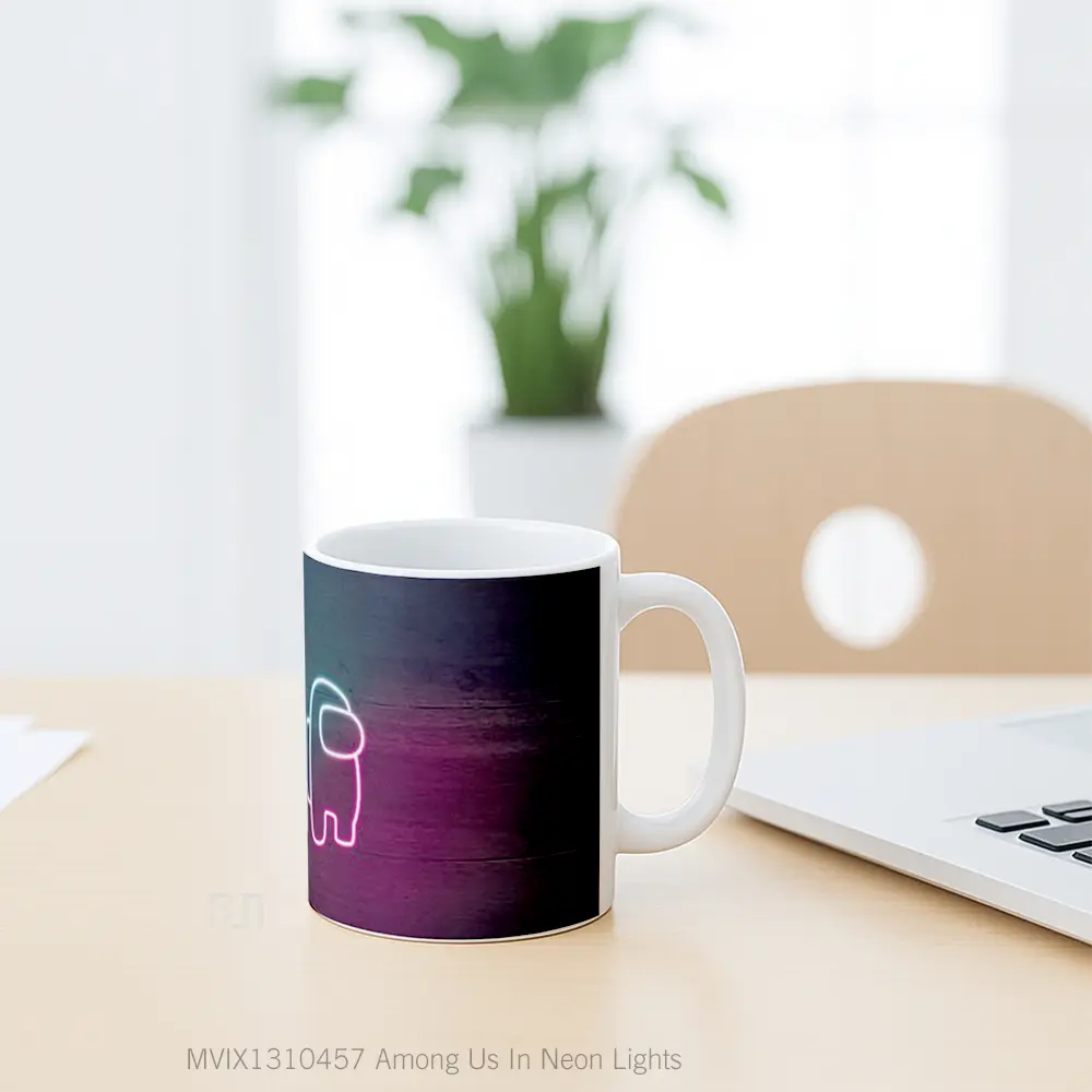 Mug Among Us In Neon Lights Gelas Keramik Unik - All-side / Desain