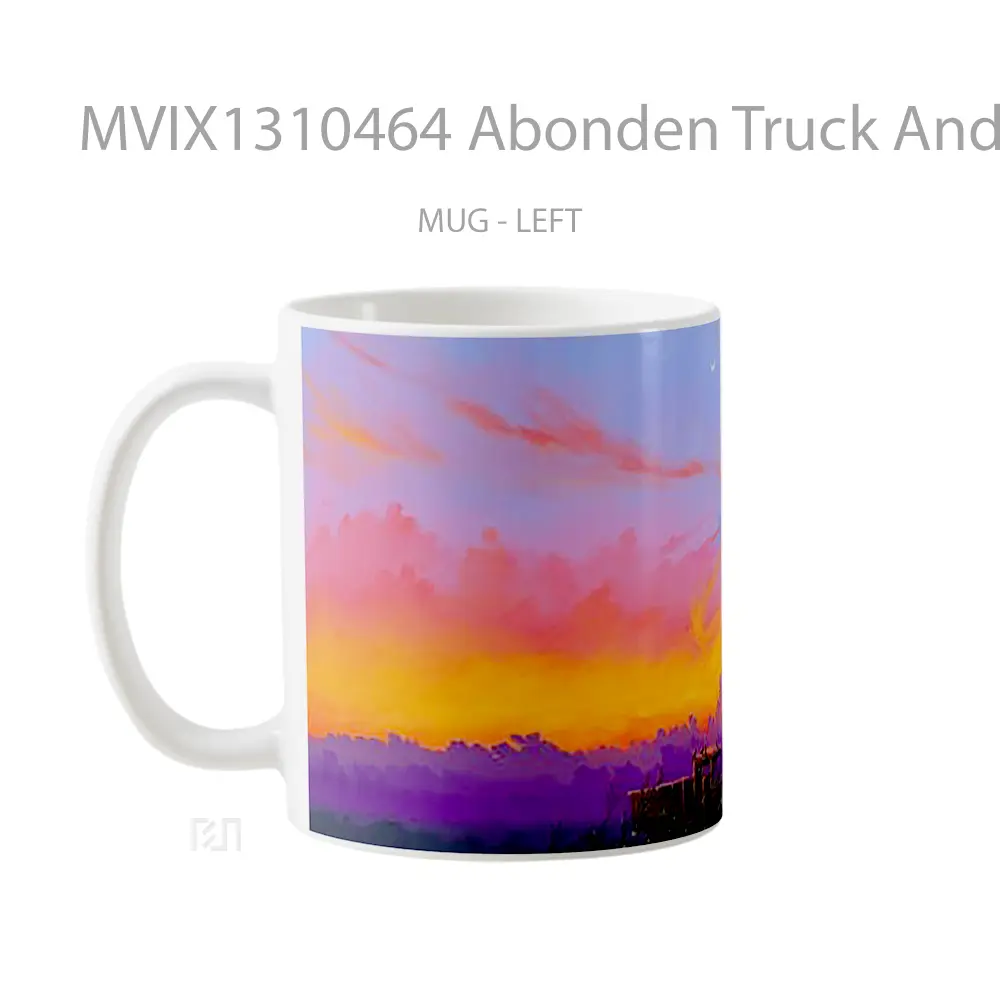 Mug Abonden Truck And Twilight Digital Art Gelas Seni Modern - All-side / Desain