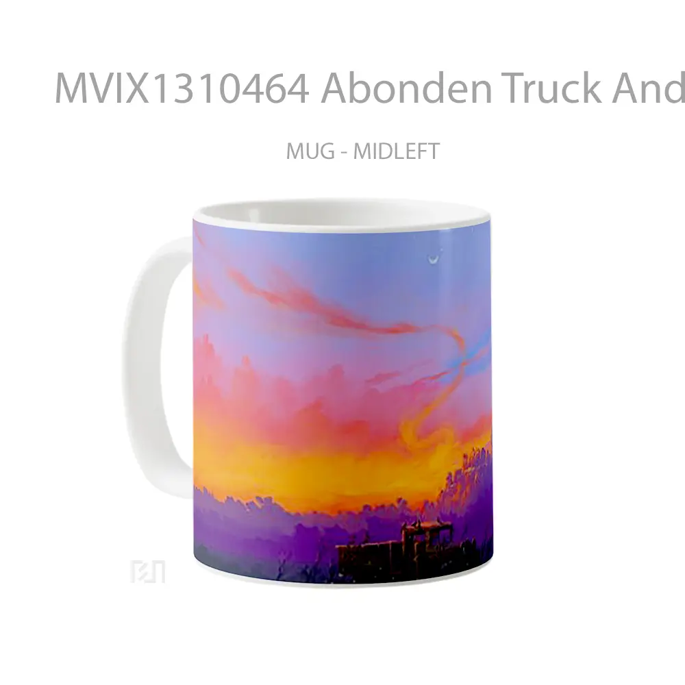 Mug Abonden Truck And Twilight Digital Art Gelas Seni Modern - All-side / Desain