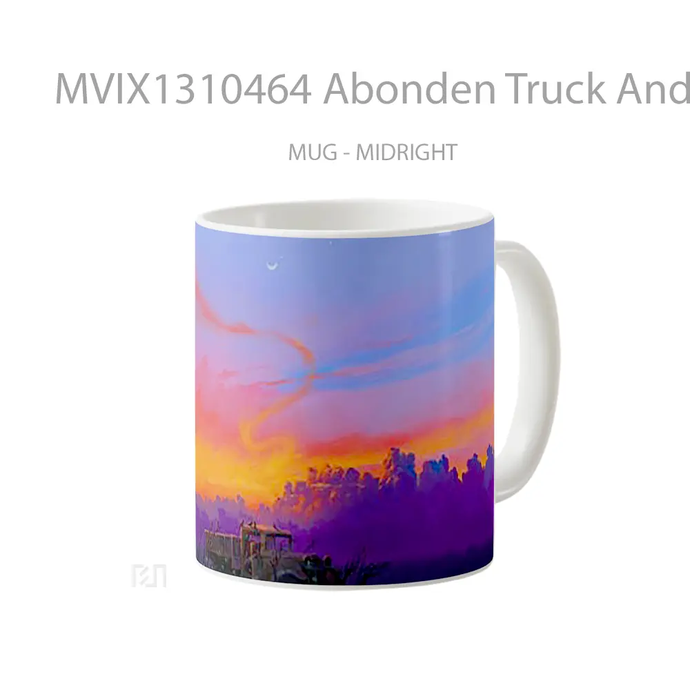 Mug Abonden Truck And Twilight Digital Art Gelas Seni Modern - All-side / Desain