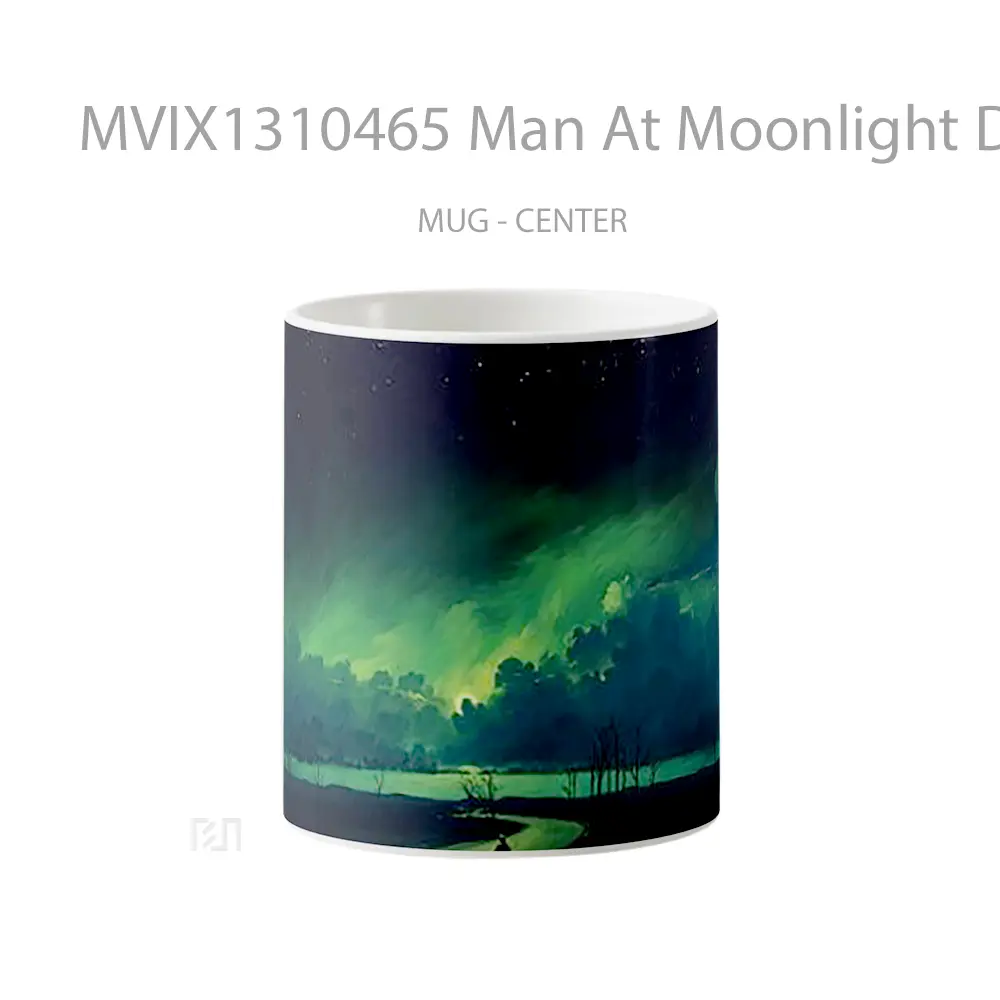 Mug Man At Moonlight Digital Art Gelas Seni Modern