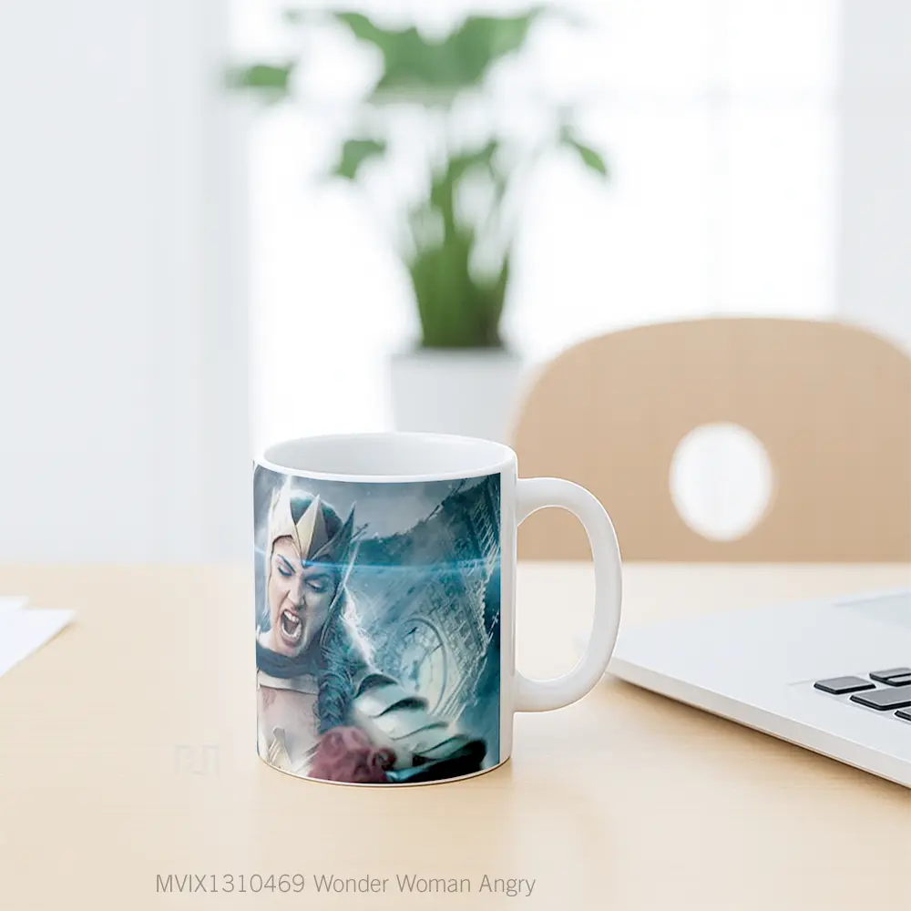 Mug Wonder Woman Angry Gelas Superhero - All-side / Desain
