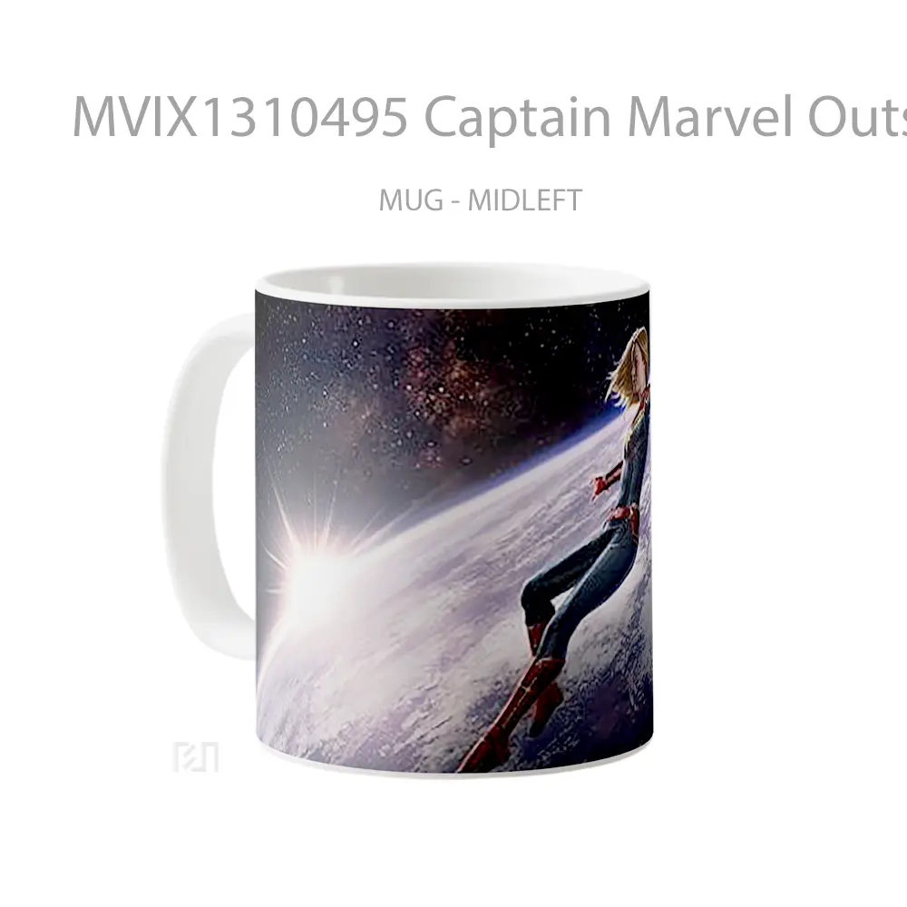 Mug Captain Marvel Outside Earth Gelas Superhero - All-side / Desain