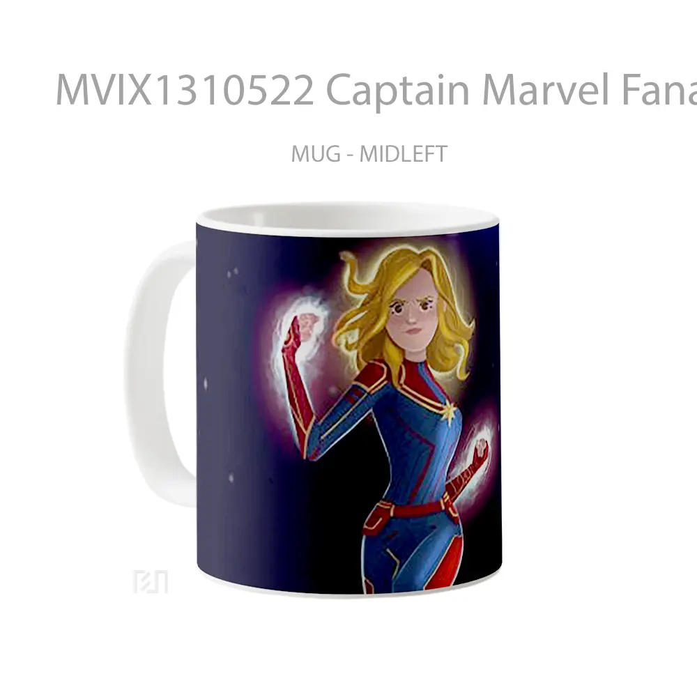 Mug Captain Marvel Fanart 2021 Gelas Superhero - All-side / Desain