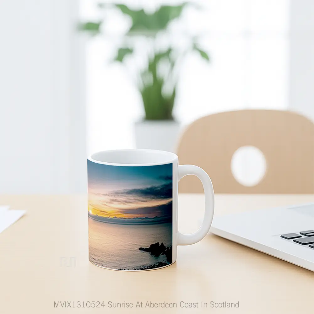 Mug Sunrise At Aberdeen Coast In Scotland Gelas Pemandangan Alam - All-side / Desain