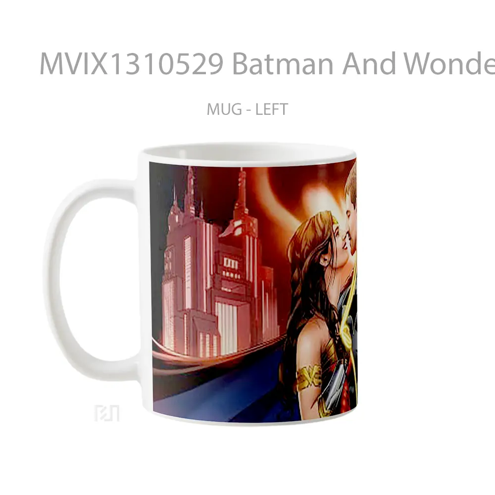 Mug Batman And Wonder Woman In Love Gelas Superhero - All-side / Desain