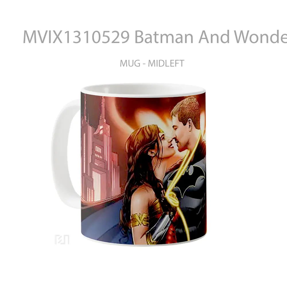 Mug Batman And Wonder Woman In Love Gelas Superhero - All-side / Desain