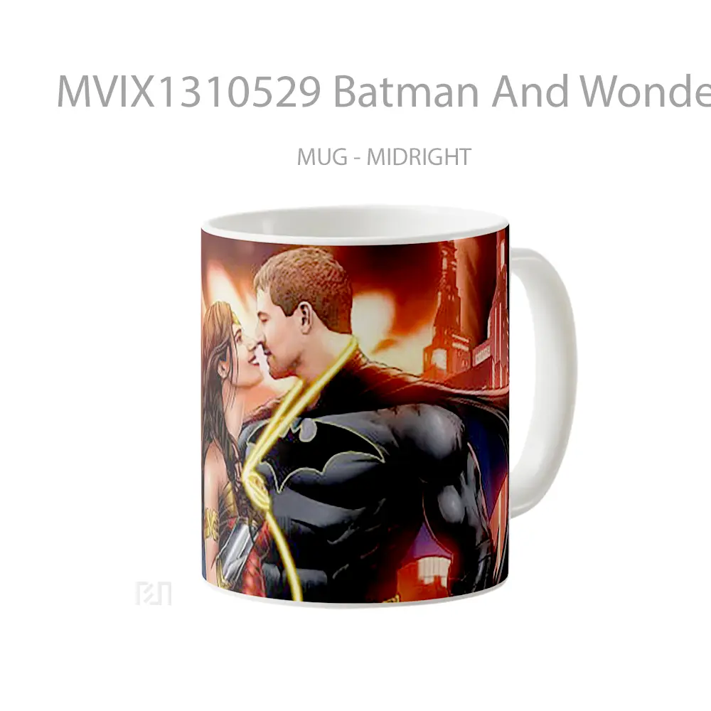 Mug Batman And Wonder Woman In Love Gelas Superhero - All-side / Desain