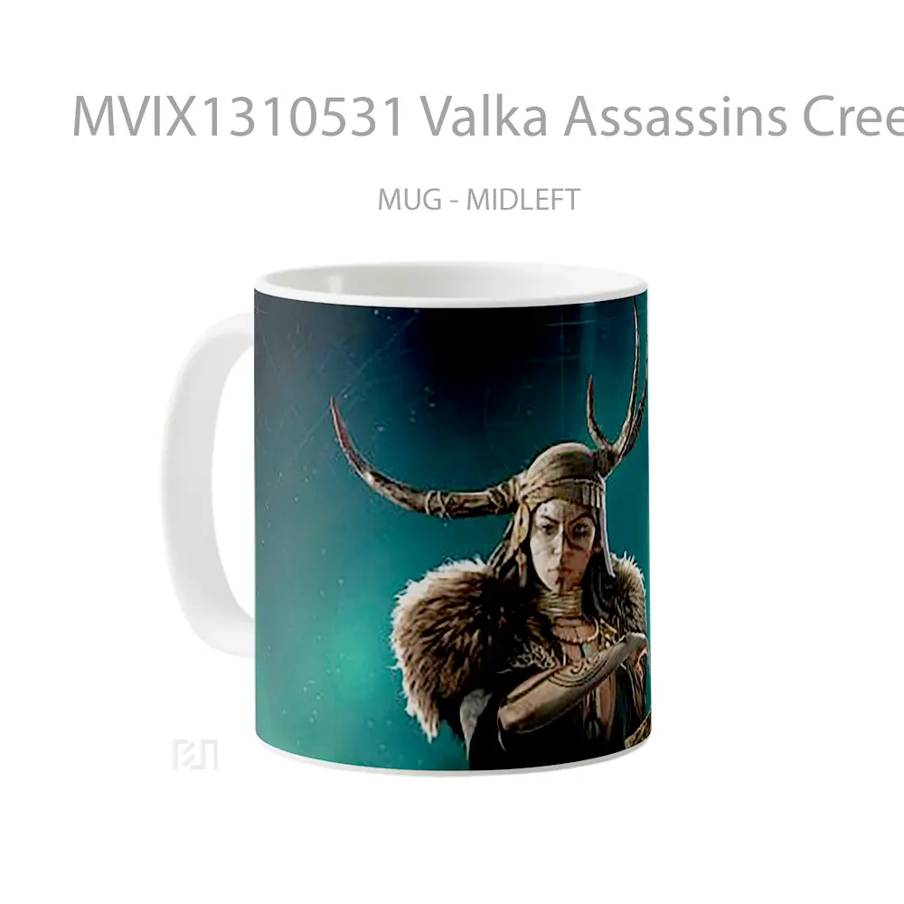 Mug Valka Assassins Creed Valhalla Cangkir Gamer - All-side / Desain