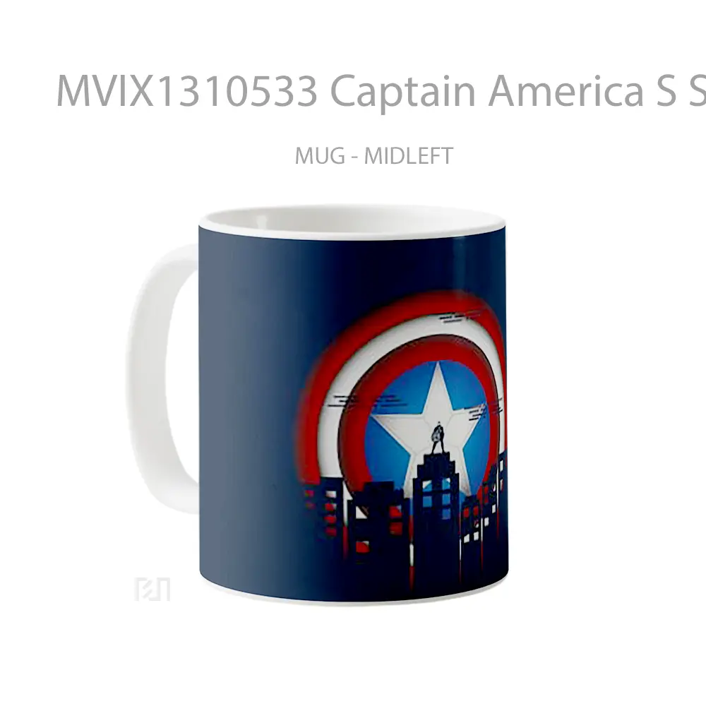 Mug Captain America S Shield With City Gelas Superhero - All-side / Desain