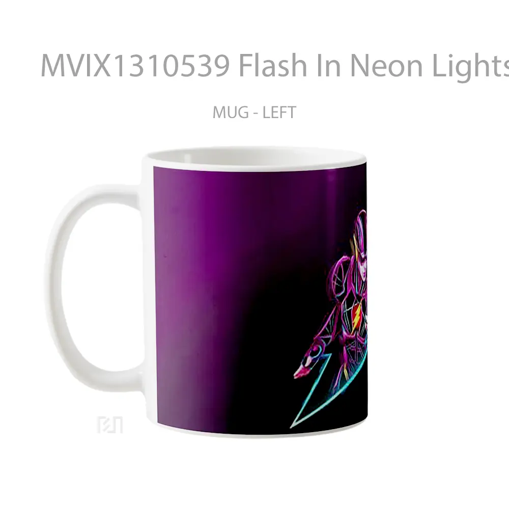 Mug Flash In Neon Lights Gelas Superhero - All-side / Desain