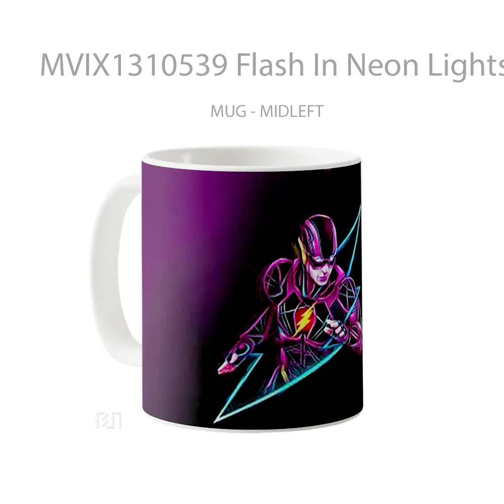Mug Flash In Neon Lights Gelas Superhero - All-side / Desain