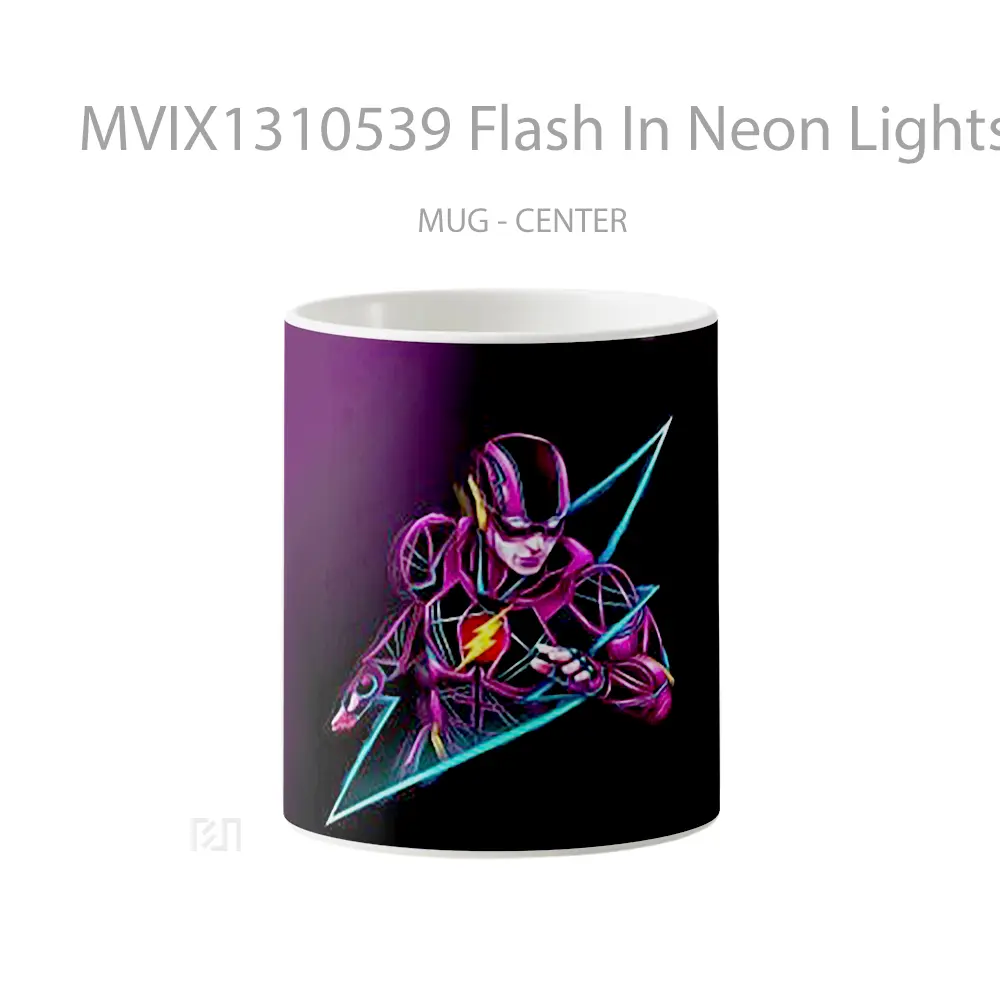 Mug Flash In Neon Lights Gelas Superhero