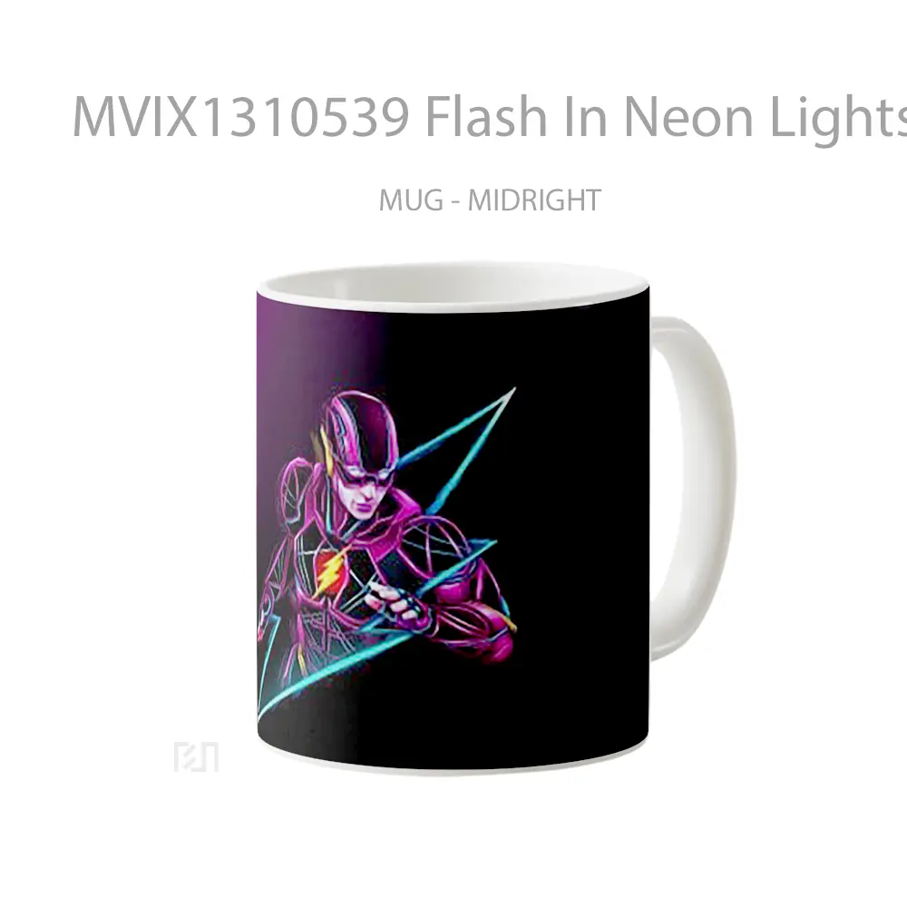 Mug Flash In Neon Lights Gelas Superhero - All-side / Desain
