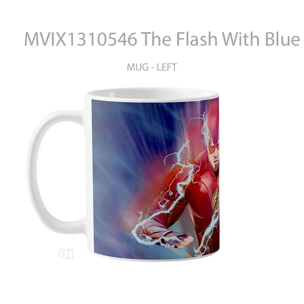 Mug The Flash With Blue Lightning Gelas Superhero - All-side / Desain
