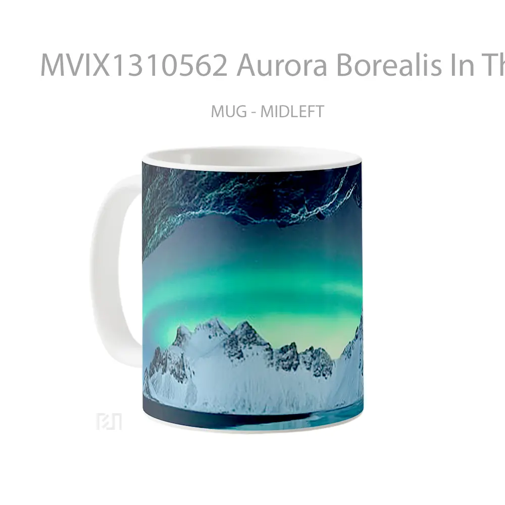 Mug Aurora Borealis In The Mountains Of Iceland Gelas Pemandangan Alam - All-side / Desain