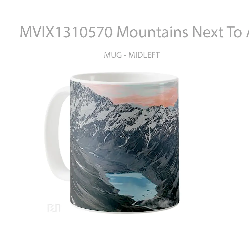 Mug Mountains Next To A Lake At Sunset Gelas Pemandangan Alam - All-side / Desain