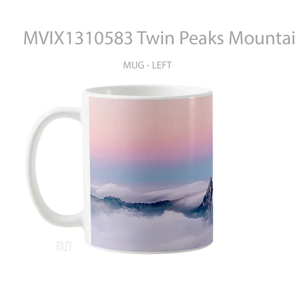 Mug Twin Peaks Mountains In Clouds Gelas Pemandangan Alam - All-side / Desain