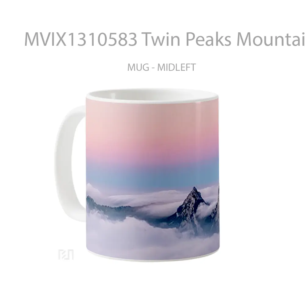 Mug Twin Peaks Mountains In Clouds Gelas Pemandangan Alam - All-side / Desain