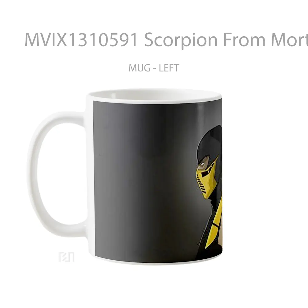 Mug Scorpion From Mortal Kombat Minimalist Gelas Seni Modern - All-side / Desain