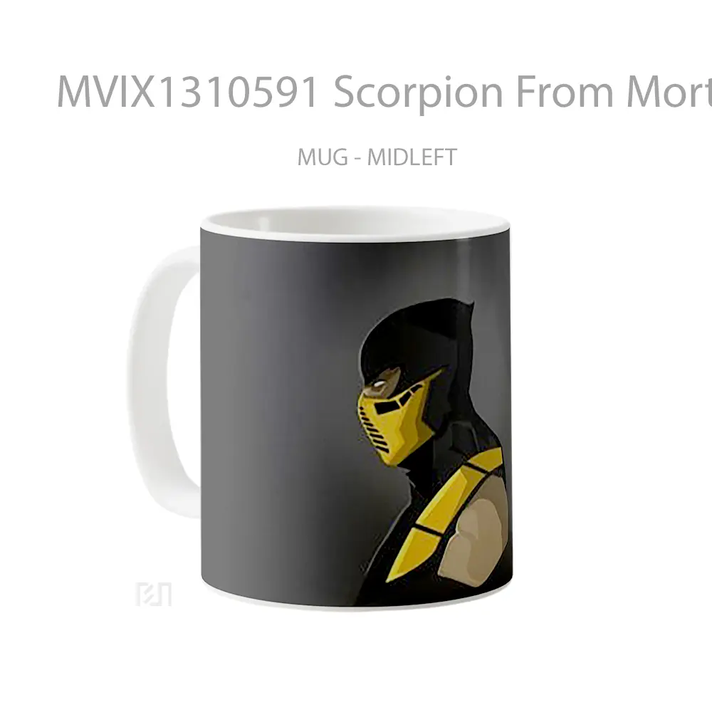 Mug Scorpion From Mortal Kombat Minimalist Gelas Seni Modern - All-side / Desain