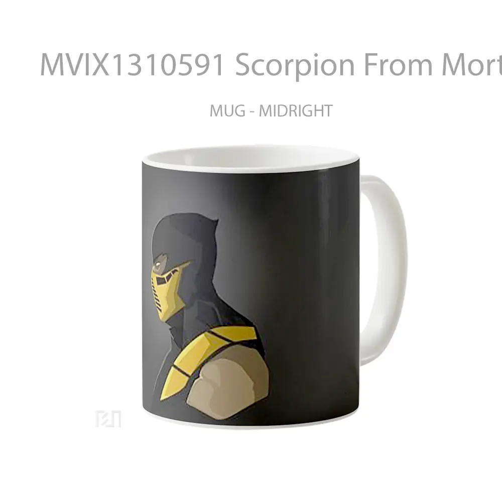 Mug Scorpion From Mortal Kombat Minimalist Gelas Seni Modern - All-side / Desain